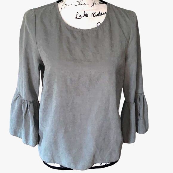 LISTICLE light gray green bell sleeve blouse S - Picture 1 of 5